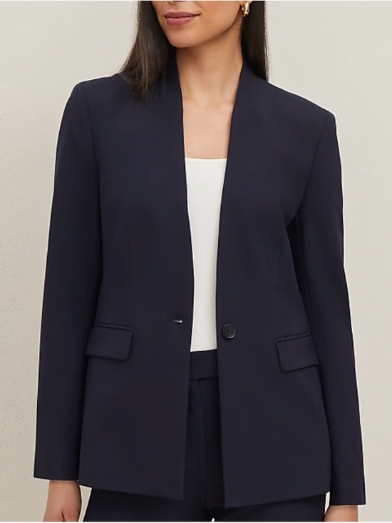 Ann Taylor Jackets & Blazers - Ann Taylor Collarless Navy Blazer in Seasonless Stretch size 4
